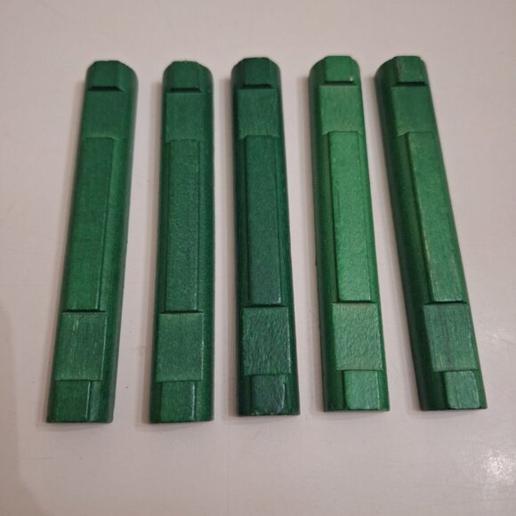 Lincoln Logs Wooden Flat Green Replacement Piece 2 Notch 4.5 Inch Short Set of 5 - Picture 2 of 6
